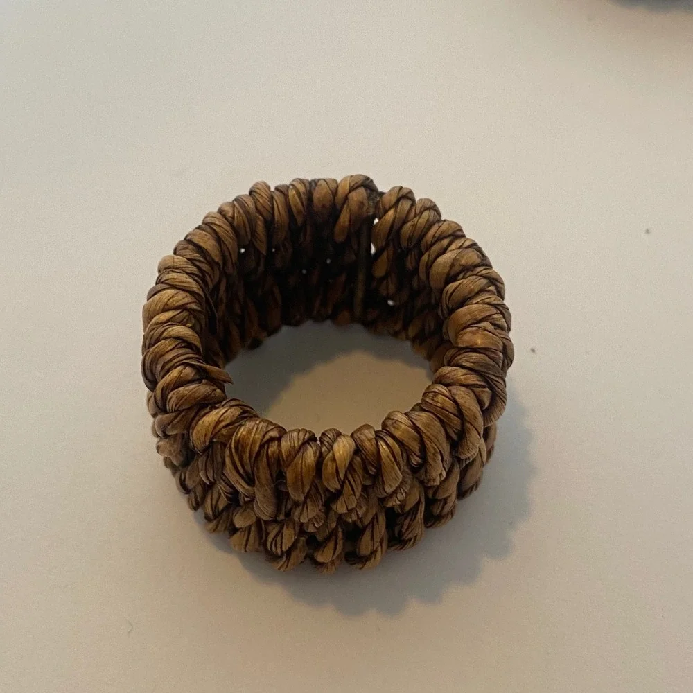 Napkin Rings Home Brown Excellent Woven Seagrass‎ Set of 8 Rustic Boho